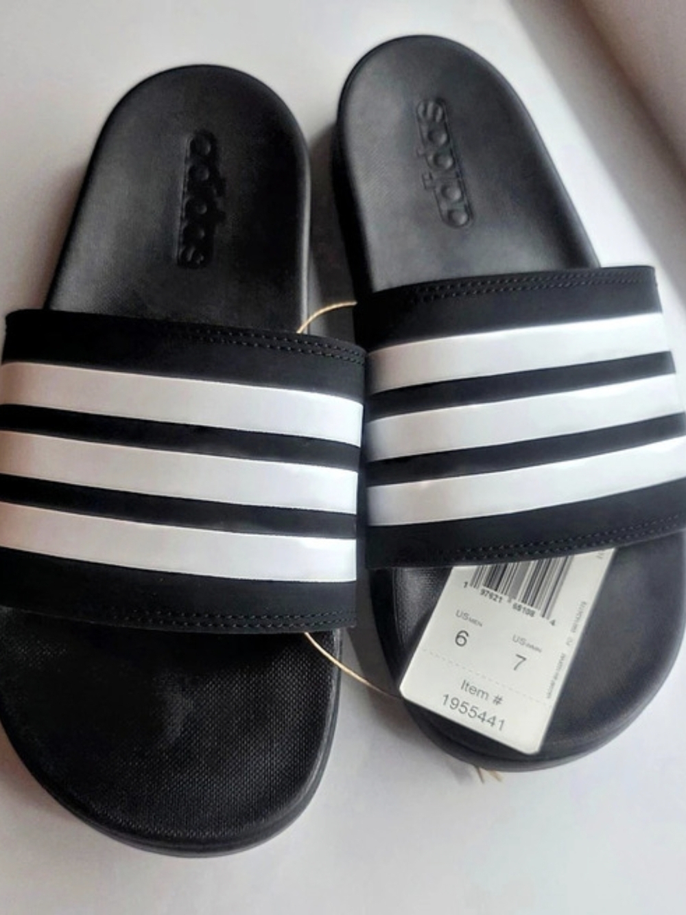 adidas Adilette Striped Slides in Black & White US 6 NWT